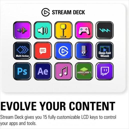 STREAM DECK MK.2 ELGATO, x15 LCD keys, WHITE, 20GBA9901-WT
