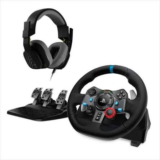 BUNDLE GAME WHEEL LOGITECH G29 DRIVING FORCE w/ pedals, with GAMING HEADSET ASTRO A10 for PS3, PS4, PC, 991-000486