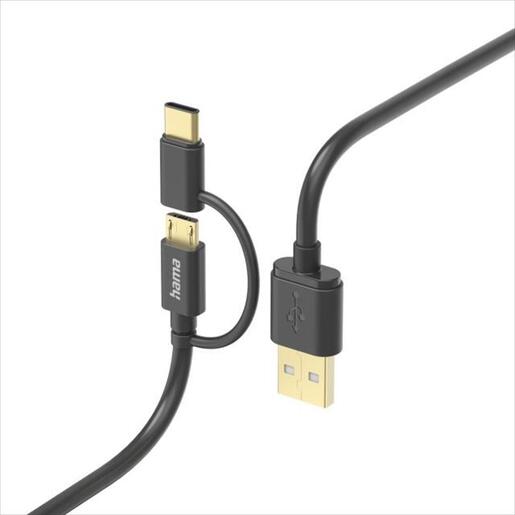 CABLES USB-A HAMA 2 in 1 micro USB, USB type-C, 201533