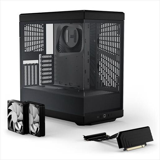 CASE HYTE ATX Mid-Tower Y40, x2 Tempered glass, 2x 120mm fans, w/riser 4.0 cable, USB 3.2 Type C, Black, GEHY-012