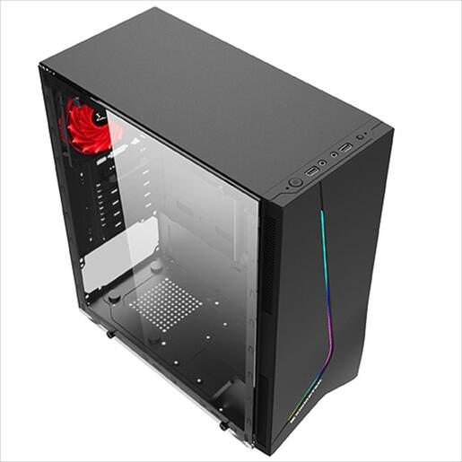 CASE XIGMATEK ATX mid-Tower EROS w/Tempered glass , Rainbow LED Front Panel, 1x120mm LED RGB fan, w/o OD DVD slot, EN43378