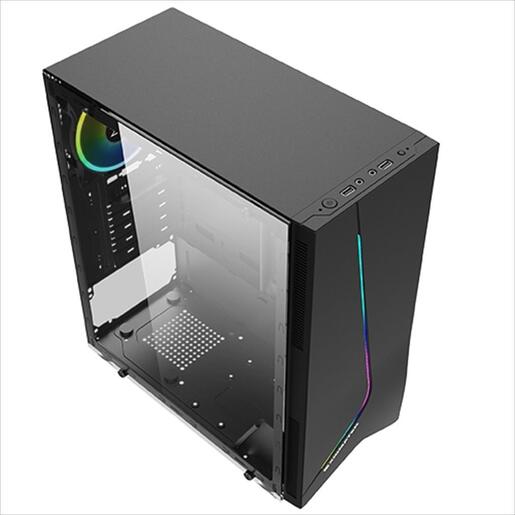 CASE XIGMATEK ATX mid-Tower EROS w/Tempered glass , Rainbow LED Front Panel, 1x120mm LED RGB fan, w/o OD DVD slot, EN43378