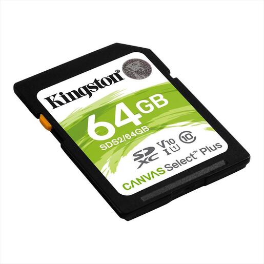 MEMORY CARD KINGSTON SD 64GB CANVAS SELECT PLUS C10 UHS-I, U1, V10, 100mb/s read, SDS2/64GB