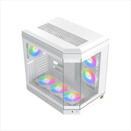 CASE XIGMATEK ATX mid-Tower CUBI ARCTIC WHITE w/3xTG, 6x120mm Z20A  Arctic ARGB Galaxy II Fan Control Kit,USB type C, EN41983