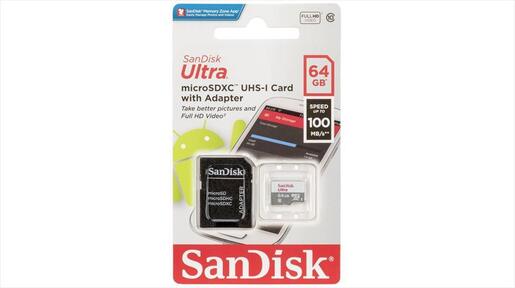 MEMORY CARD SANDISK ULTRA MICRO-SDXC UHS-I 64GB w/adapter 100mb/s SDSQUNR-064G-GN3MA