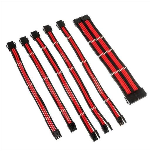 EXTENSION PSU KIT KOLINK ATX 24-pin, CPU 4+4-pin, PCI-E 8-pin x2, PCI-E 6+2-pin x3, w/cable clips BLACK/RED ZUAD-1285