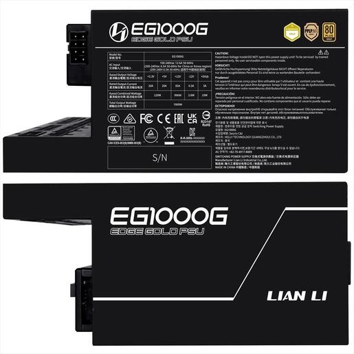 PSU 1000W LIAN LI EDGE EG1000G 80+ GOLD PCIe 5.1 (L-Shape, w/x4 USB 2.0 headers), FULL MODULAR Black