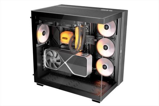 CASE BE QUIET! ATX Mid-Tower Light Base 600 DX, w/2x Tempered glass, ARGB LED strips and 2 hubs, inverted layout, Black BGW65