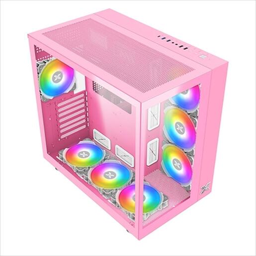 CASE XIGMATEK ATX mid-Tower AQUARIUS PRO QUEEN PINK w/2xTG, 7x 120mm X24A Arctic, ARGB Galaxy II Fan Control Kit, USB type C