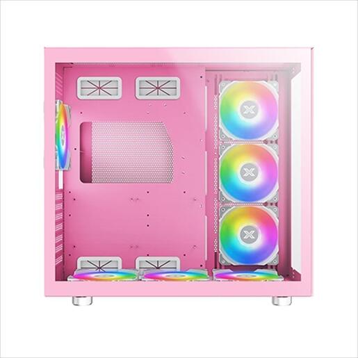 CASE XIGMATEK ATX mid-Tower AQUARIUS PRO QUEEN PINK w/2xTG, 7x 120mm X24A Arctic, ARGB Galaxy II Fan Control Kit, USB type C