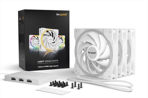 COOLERS CASE FAN 3x120mm BE QUIET! LIGHT WINGS WHITE PWM high speed 2500rpm ARGB, RIFLE BEARING, Triple Pack, BL101