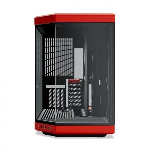 CASE HYTE E-ATX Mid-Tower Y70, x2 Tempered glass, w/riser 4.0 cable, USB 3.2 Type C, Black/Red, CS-HYTE-Y70-BR