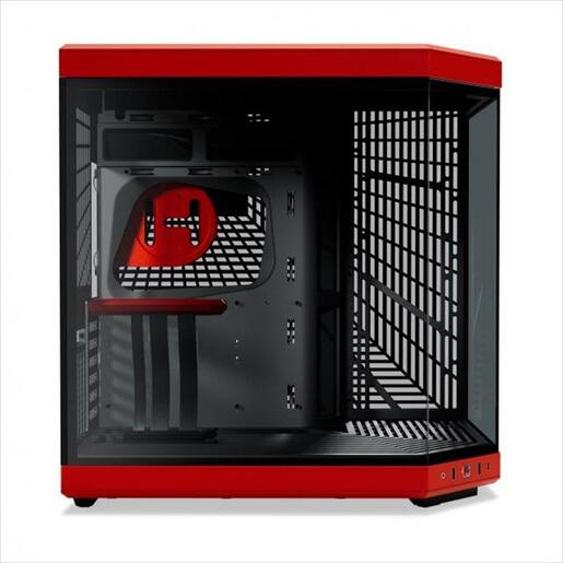 CASE HYTE E-ATX Mid-Tower Y70, x2 Tempered glass, w/riser 4.0 cable, USB 3.2 Type C, Black/Red, CS-HYTE-Y70-BR