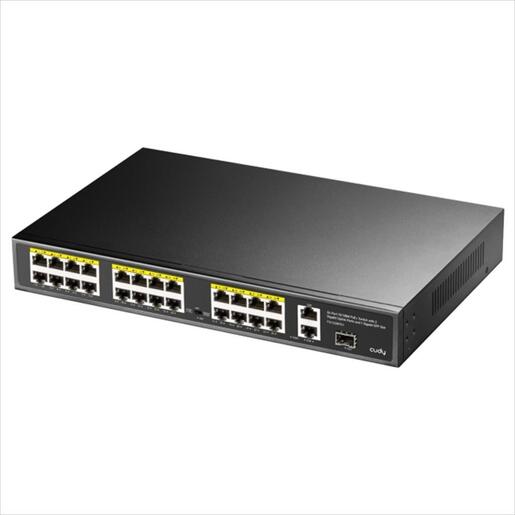 NET Switch POE+ CUDY 24-port 10/100, SFP, 2x Uplink GbE, FS1026PS1, 300W, Metal Rack-Mount