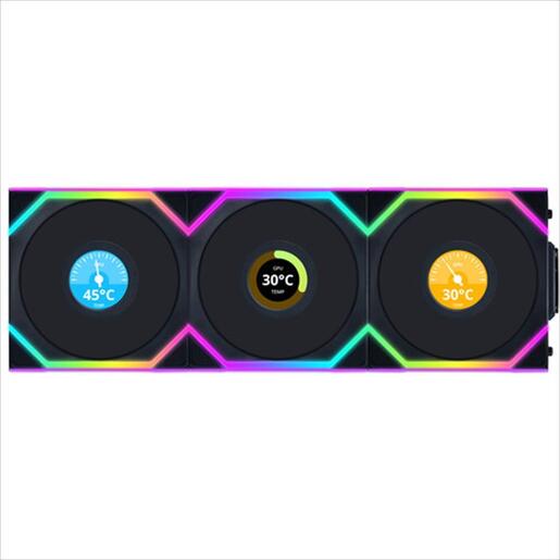 COOLERS CASE FAN 3x120mm LIAN LI UNI FAN SL w/ L-Wireless controller, LCD 120 Reverse Blade A-RGB PWM, Black, 12RSLLCD1W3B