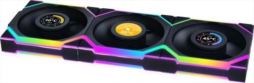 COOLERS CASE FAN 3x120mm LIAN LI UNI FAN SL w/ L-Wireless controller, LCD 120 Reverse Blade A-RGB PWM, Black, 12RSLLCD1W3B