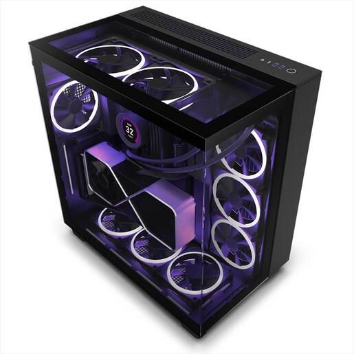 CASE NZXT ATX Mid-Tower H9 ELITE w/3xWINDOWS, 3x F120RGB Duo fans, 1xF120Q, Quiet Airflow fan,USB-C 3.2, 2xUSB-A 3.2, Matte Black CM-H91EB-01