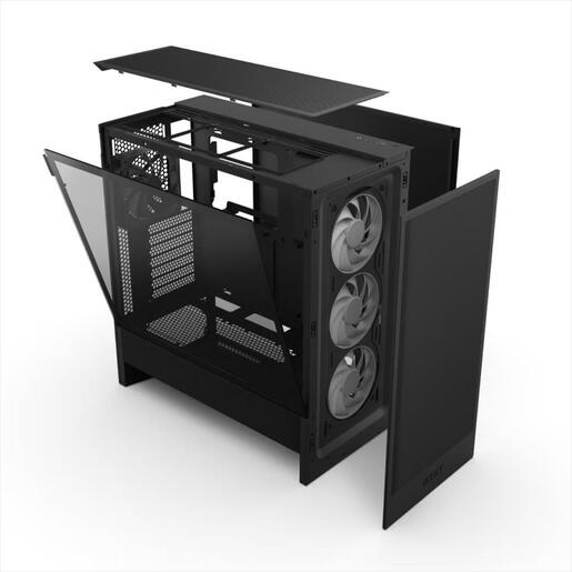 CASE NZXT E-ATX Mid-Tower H5 FLOW RGB (2024) w/Mesh Front & top MESH 1xF360 RGB,1xF120Q, USB 3.2 type-C, 1xUSB 3.2 type A, Matte Black CC-H52FB-R1