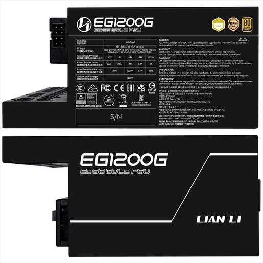 PSU 1200W LIAN LI EDGE EG1200G 80+ GOLD PCIe 5.1 (L-Shape, w/x4 USB 2.0 headers), FULL MODULAR Black