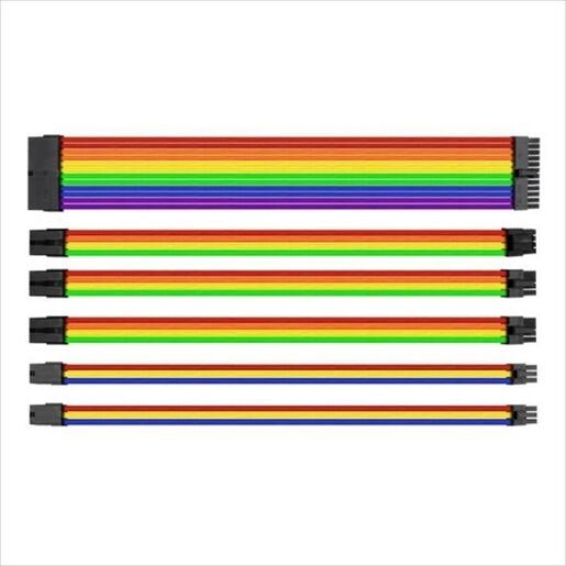 EXTENSION PSU KIT THERMALTAKE TTMOD ATX 24-pin, CPU 4+4-pin, PCI-E 8-pin x2, PCI-E 6-pin x2, w/cable comb RAINBOW (RED/ORANGE/YELLOW/GREEN/BLUE/VIOLET)  AC-049-CN 1NAN