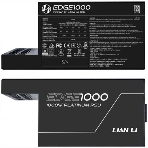 PSU 1000W LIAN LI EDGE EG1000  80+ PLATINUM, PCIe 5.1 (L-Shape, w/x4 USB 2.0 headers), FULL MODULAR Black