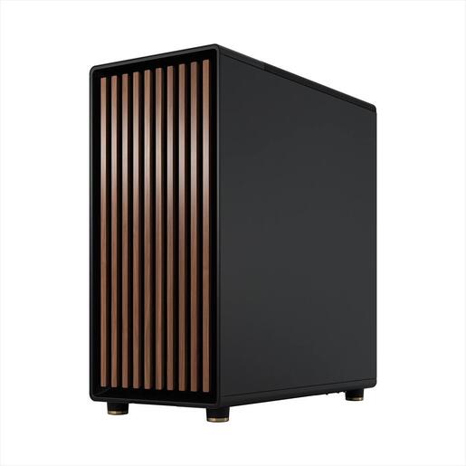 CASE FRACTAL DESIGN ATX Mid-Tower NORTH, 2x140mm Aspect 4-pin PWM fans, w/WINDOW, Side Mesh+Front wood panel, Charcoal Black, FD-C-NOR1C-01