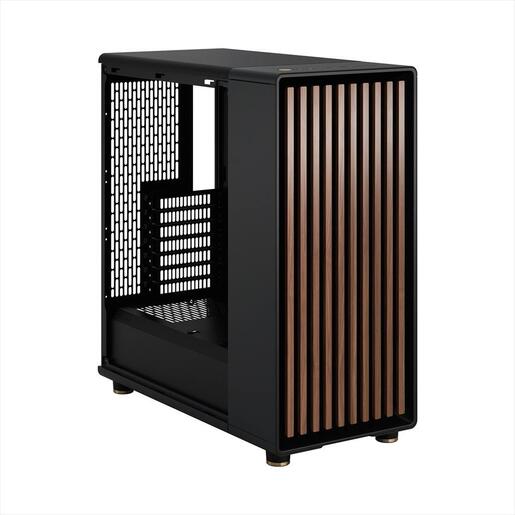 CASE FRACTAL DESIGN ATX Mid-Tower NORTH, 2x140mm Aspect 4-pin PWM fans, w/WINDOW, Side Mesh+Front wood panel, Charcoal Black, FD-C-NOR1C-01