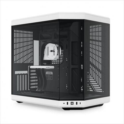 CASE HYTE E-ATX Mid-Tower Y70, x2 Tempered glass, w/riser 4.0 cable, USB 3.2 Type C, Black/White, CS-HYTE-Y70-BW