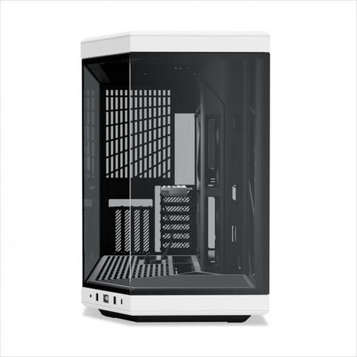 CASE HYTE E-ATX Mid-Tower Y70, x2 Tempered glass, w/riser 4.0 cable, USB 3.2 Type C, Black/White, CS-HYTE-Y70-BW
