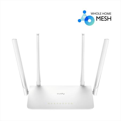 NET ROUTER WIRELESS DUAL BAND AC1200 CUDY WR1300, w/4 antennas, 1x WAN 100/1000 port, 4x LAN 100/1000 ports