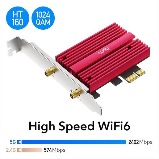 NET LAN WIRELESS PCI-E CUDY AX3000 Dual Band WiFi 6, BT 5.0, WE4000