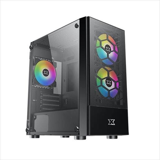 CASE XIGMATEK mATX OREO BLACK w/TG, Meshed Grill FP, 3x120mm X24F FIXED RGB Fan, EN47758
