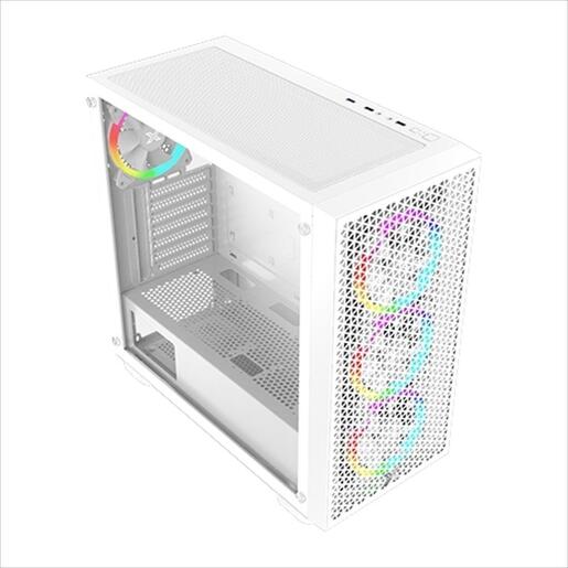 CASE XIGMATEK ATX mid-Tower GAMING G PRO ARCTIC WHITE w/Tempered glass and front Mesh, 4x120mm R20A  Arctic ARGB Galaxy II Box & Remote, EN42539