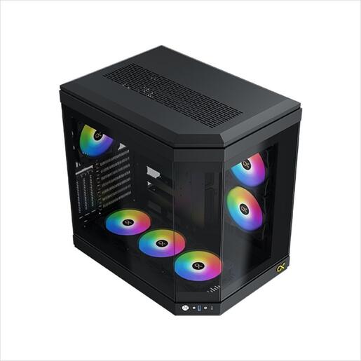 CASE XIGMATEK ATX mid-Tower CUBI BLACK w/3xTG, 6x120mm Z20A ARGB Galaxy II Fan Control Kit,USB type C, EN41938