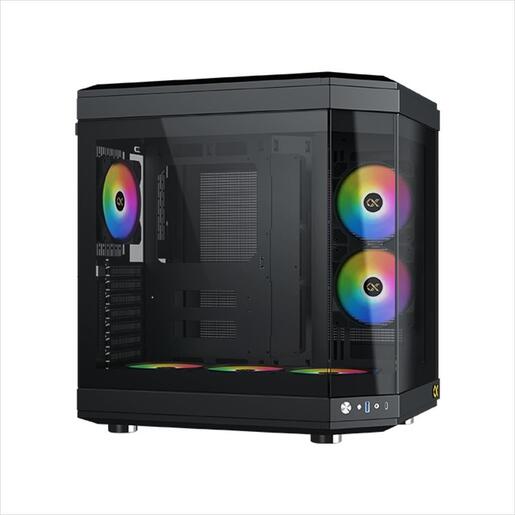 CASE XIGMATEK ATX mid-Tower CUBI BLACK w/3xTG, 6x120mm Z20A ARGB Galaxy II Fan Control Kit,USB type C, EN41938