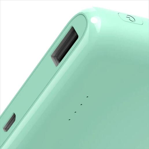 POWER BANK HAMA Slim 5HD 5000mAh 18.5W Input (Micro-USB), Output USB-A mint green, 201665