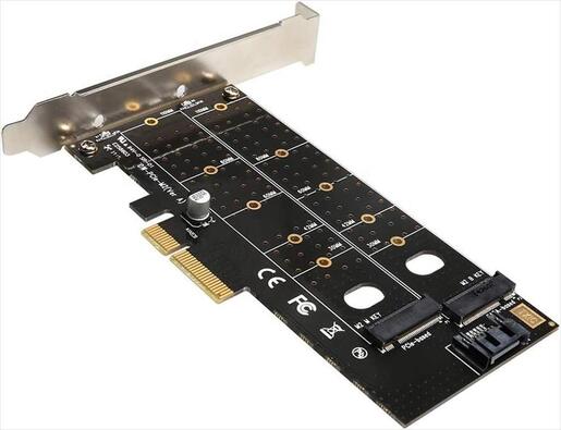 CONVERTOR PCI-E (4x) TO 2 x M.2 (SATA + NVME) ,  TXB044, LP