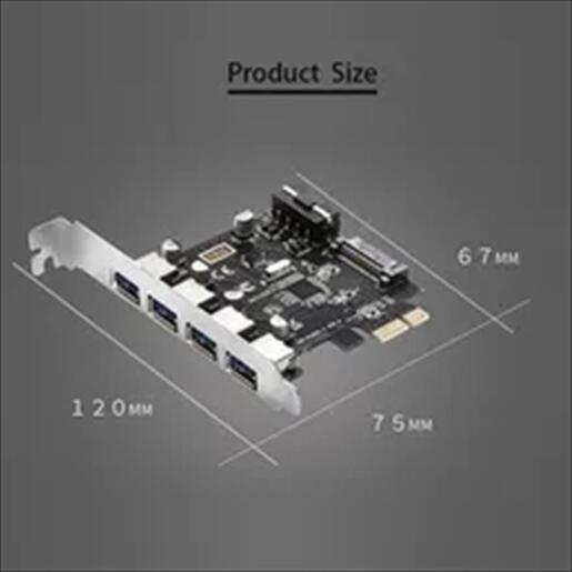 CONVERTOR PCI-E TO 4 X USB 3.0 w/dual power supply (MOLEX + SATA), DIEWU TXB161, Chipset: VL805