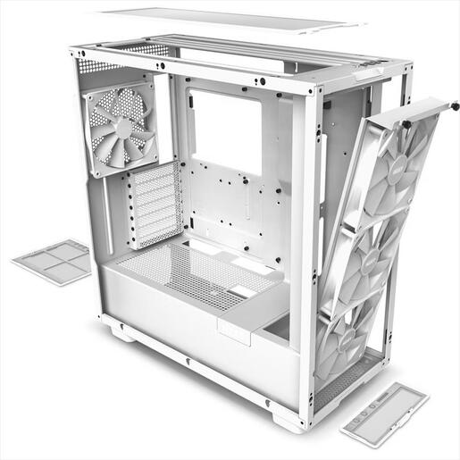 CASE NZXT ATX Mid-Tower H7 ELITE (2023) RGB w/2xWINDOWS + Top MESH 3x F140 RGB Core Fan, F140Q Airflow fan, USB-C 3.2, 2xUSB-A 3.2, Matte White CM-H71EW-02