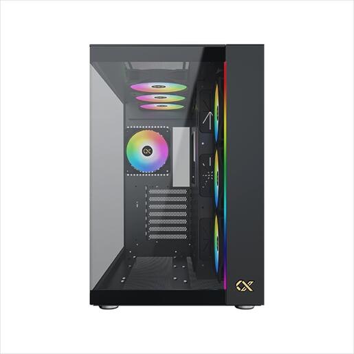 CASE XIGMATEK ATX mid-Tower AQUA ULTRA AIR BLACK w/2xTG, Top Mesh,Front ARGB LED strip,7x120mm Z20A ARGB Galaxy II Fan Control Kit,USB type C, EN41907