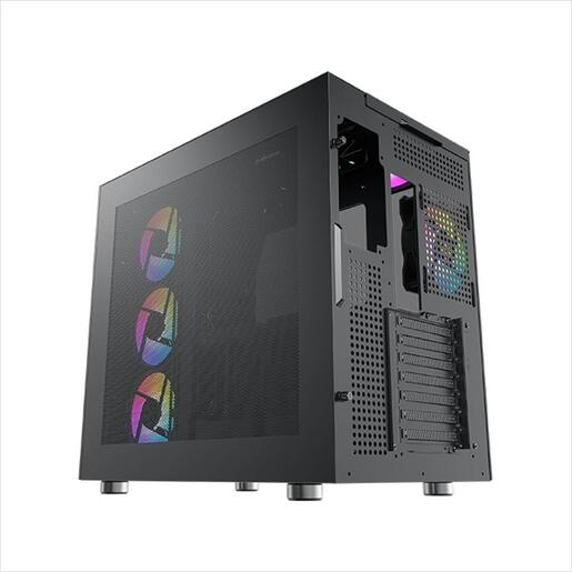 CASE XIGMATEK ATX mid-Tower AQUA ULTRA AIR BLACK w/2xTG, Top Mesh,Front ARGB LED strip,7x120mm Z20A ARGB Galaxy II Fan Control Kit,USB type C, EN41907