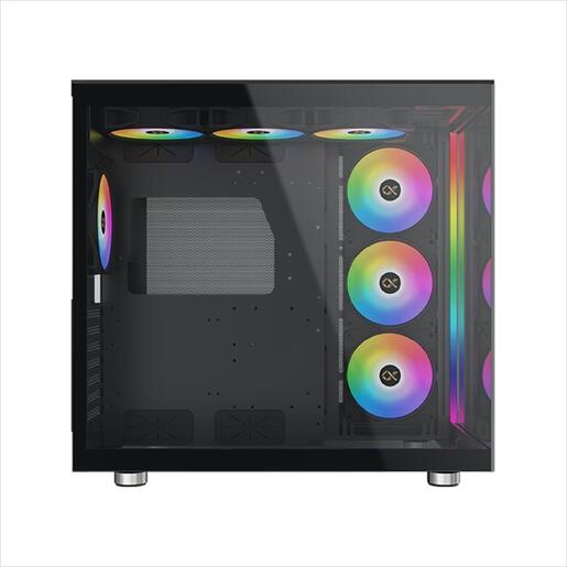 CASE XIGMATEK ATX mid-Tower AQUA ULTRA AIR BLACK w/2xTG, Top Mesh,Front ARGB LED strip,7x120mm Z20A ARGB Galaxy II Fan Control Kit,USB type C, EN41907