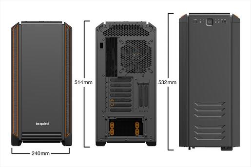 CASE BE QUIET! ATX Mid-Tower Silent Base 601, 2x140mm Pure WIngs 2, Fan controller, Extra thick insulation mats, Orange, BG025
