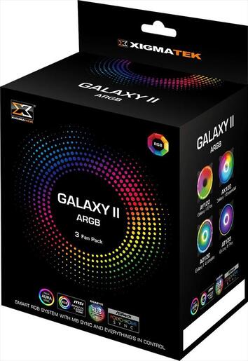COOLERS CASE FAN 120mm XIGMATEK GALAXY II ESSENTIAL + CHB1 w/remote, 3x AX120 ARGB (Inner Ring), EN42104