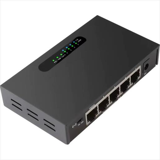 NET Switch DIEWU 5-port 10/100/1000, TXE038 MT7530DU+IP804A, 4x1G POE + 1xUplink, METAL BLACK