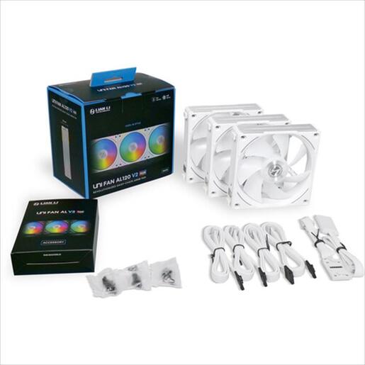 COOLERS CASE FAN 3x120mm LIAN LI UNI  AL120 V2 w/controller ARGB PWM, White, AL120V2-3W