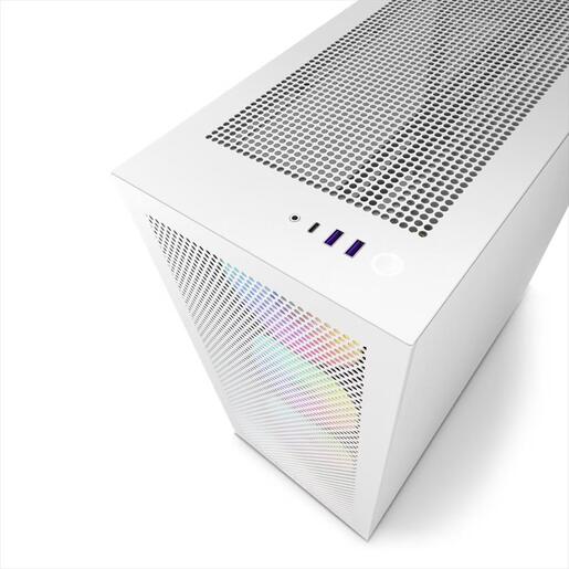 CASE NZXT ATX Mid-Tower H7 FLOW RGB w/WINDOW+Front & top MESH,3xF140 A-RGB Core Fans,1xF120QAirflow fan,USB-C 3.2,2xUSB-A 3.2, Matte White CM-H71FW-R1