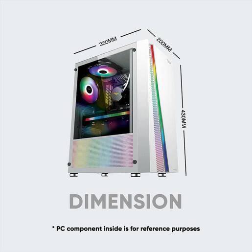 CASE ARMAGGEDDON ATX mid-Tower KAGAMI K2 WHITE w/WINDOW, RGB STRIPE, w/o OD DVD slot