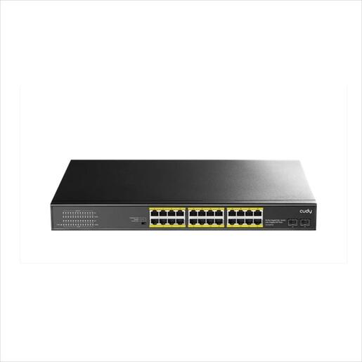 NET Switch POE+ CUDY 24-port 10/100/1000, 2x UPLINK SFP, 2x Uplink GbE, GS1028PS2, 300W, Metal Rack-Mount