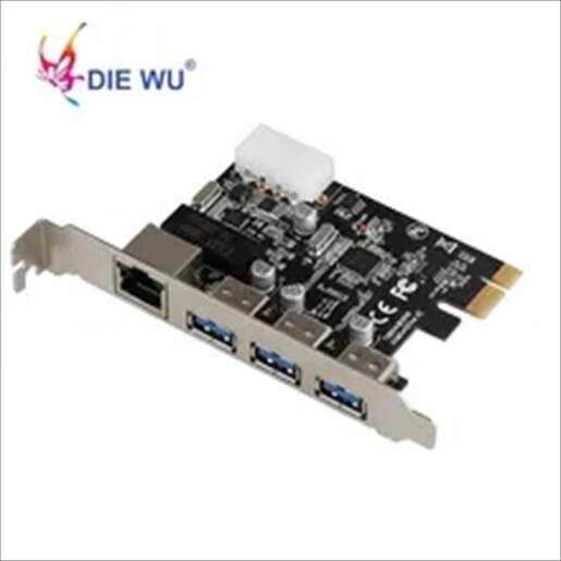 CONVERTOR PCI-E TO 3 x USB 3.0 + 1x RJ45, DIEWU TXB014, Chipset: VL805+RTL8153